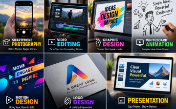 Smartphone Photography, Video Editing, Graphic Design, Whiteboard Animation, Motion Design, Logo Design & Presentation
